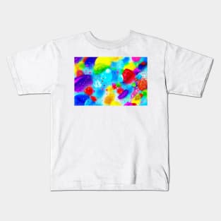 Abstract vibrant colors fun, celebration and joy paints merging, merging, underwater cool blue Kids T-Shirt